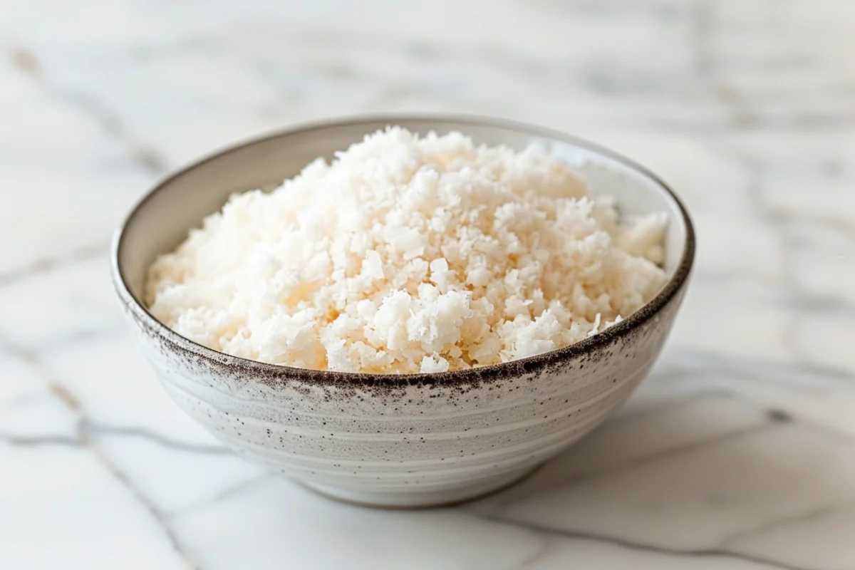 Shredded Parmesan Asiago cheese blend close-up.