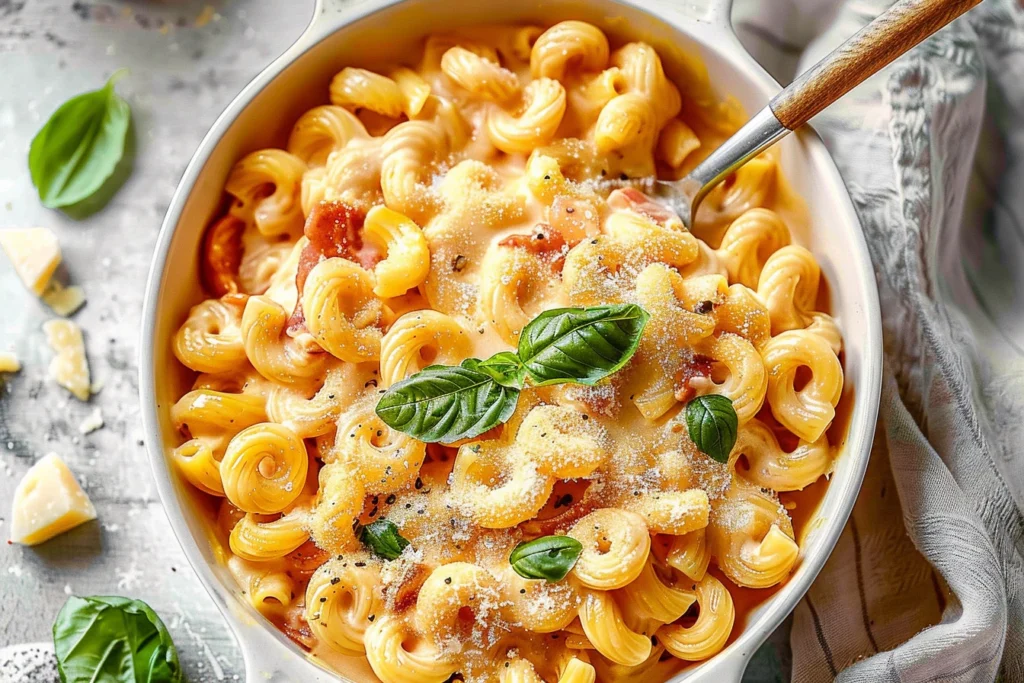 Boursin Pasta with creamy sauce and fresh herbs.