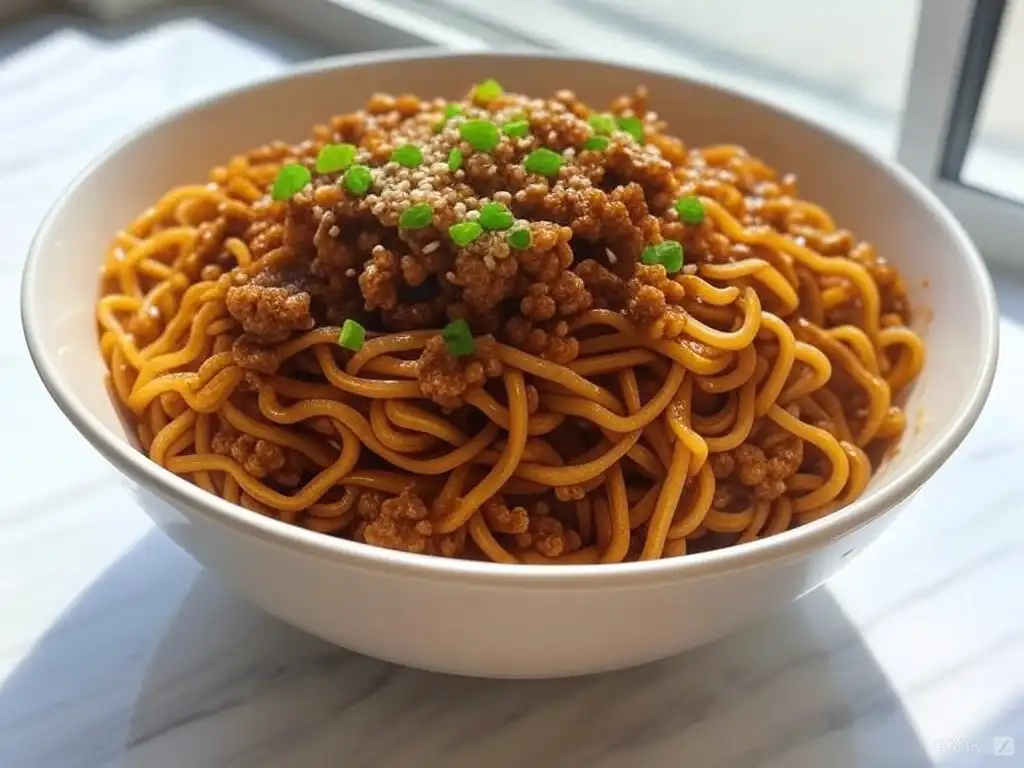 Naturally Delicious Mongolian Ground Beef Noodles