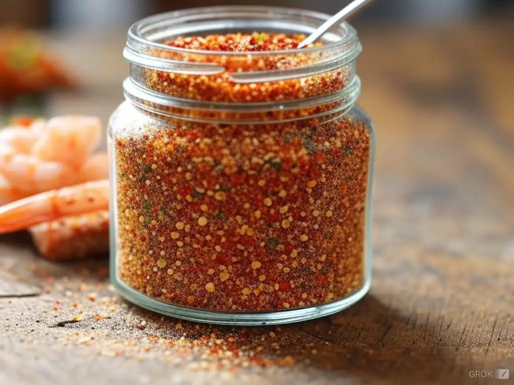 A mix of seafood seasoning spices in a bowl, ready to be used for cooking.