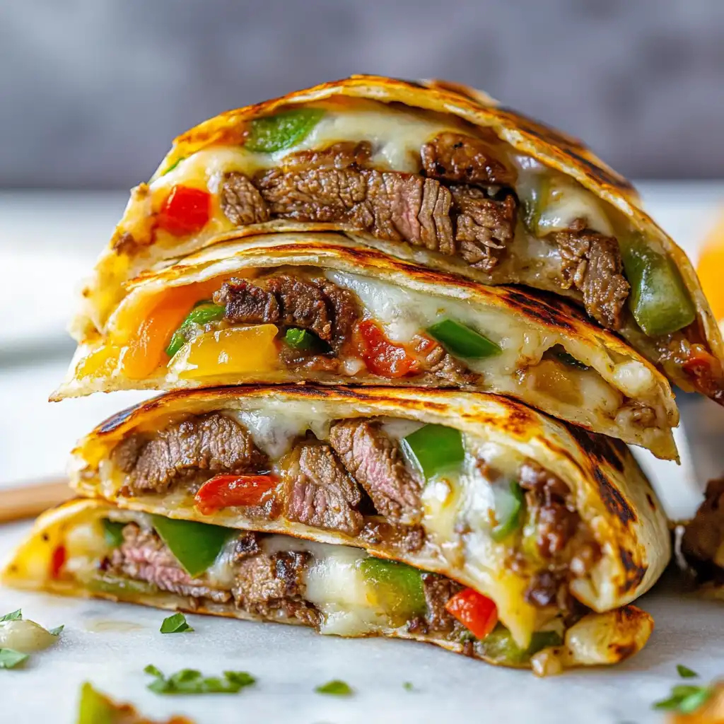 Delicious homemade steak quesadilla