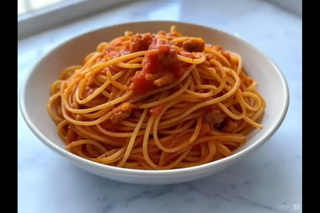 Delicious Mexican Spaghetti served in a bowl.