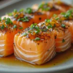 Delicious homemade salmon bites on a plate.