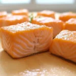 Delicious homemade salmon bites on a plate.